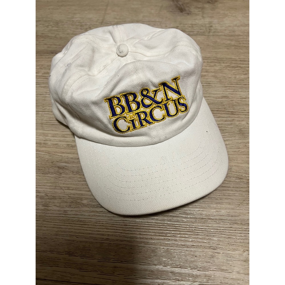 BB&N Circus White Baseball Cap Hat Mens Adjustable Vintage Ringling Bros 90s